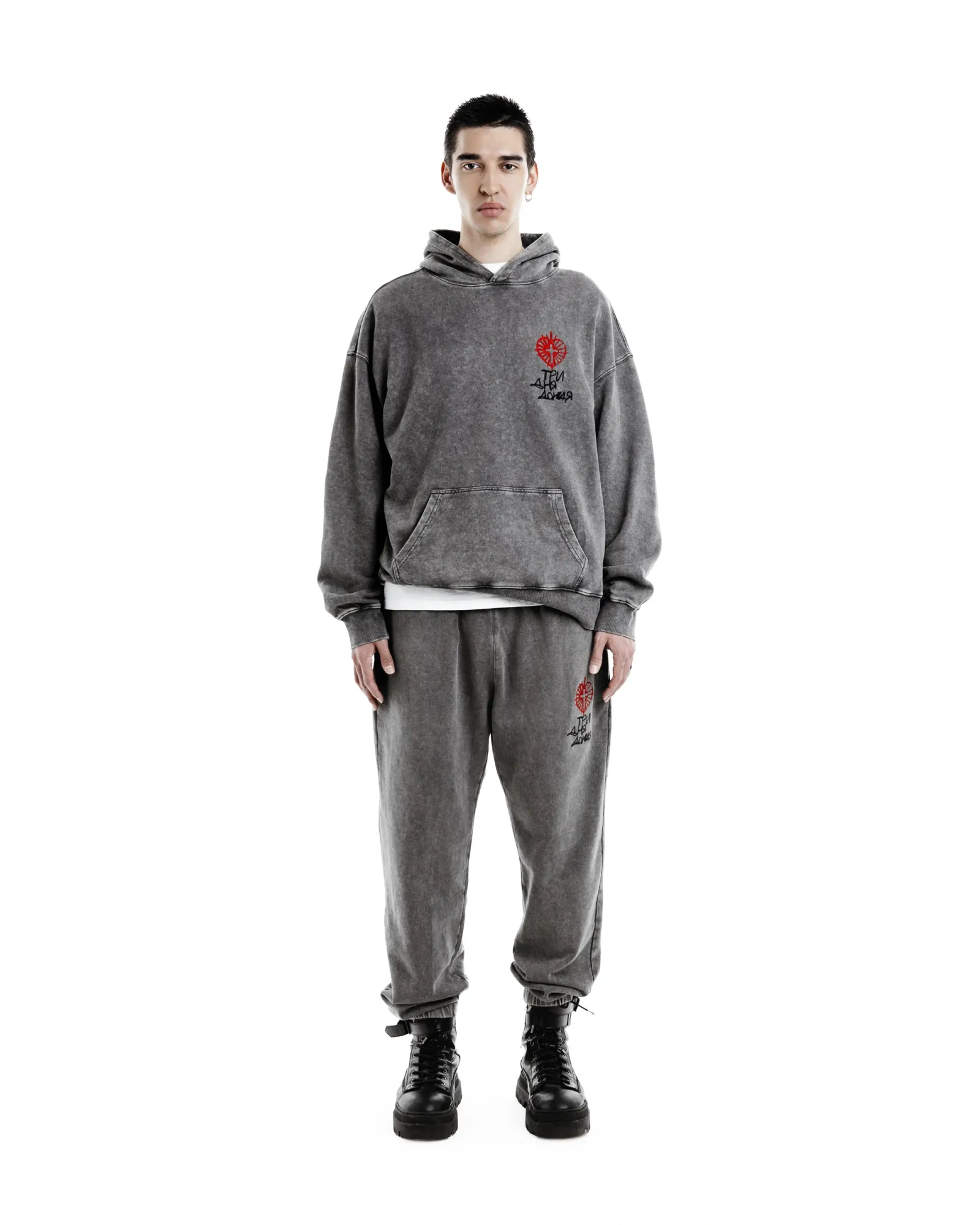 Худи Три Дня Дождя garment dye grey