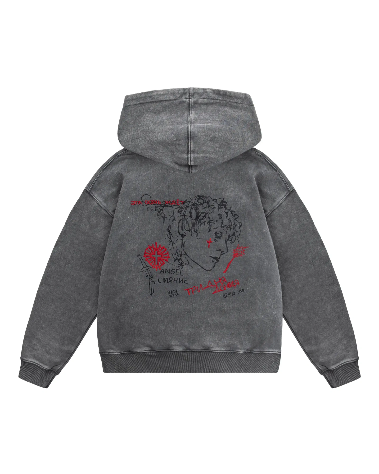 Худи Три Дня Дождя garment dye grey